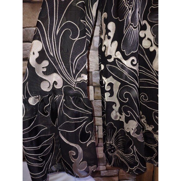 5/$25 NWT Sz Small JM Collection Black/Beige Design Women's Tunic Top Blouse - Picture 3 of 7